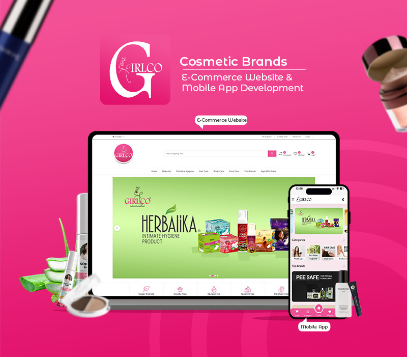 Girlco Cosmetic Brands E-Commerce Website & Mobile App Development